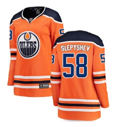 Women's Edmonton Oilers #58 Anton Slepyshev Fanatics Branded Orange Home Breakaway NHL Jersey