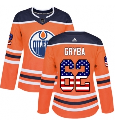 Women's Adidas Edmonton Oilers #62 Eric Gryba Authentic Orange USA Flag Fashion NHL Jersey