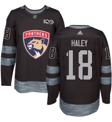Men's Adidas Florida Panthers #18 Micheal Haley Premier Black 1917-2017 100th Anniversary NHL Jersey