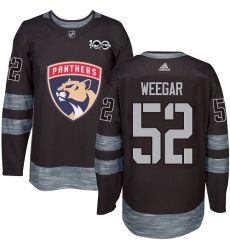 Men's Adidas Florida Panthers #52 MacKenzie Weegar Premier Black 1917-2017 100th Anniversary NHL Jersey