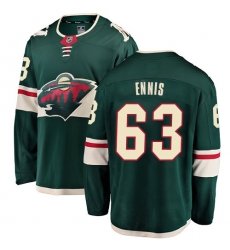 Men's Minnesota Wild #63 Tyler Ennis Authentic Green Home Fanatics Branded Breakaway NHL Jersey