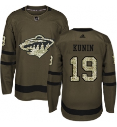 Youth Adidas Minnesota Wild #19 Luke Kunin Premier Green Salute to Service NHL Jersey