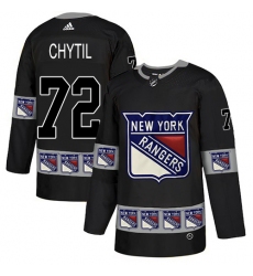 Men's Adidas New York Rangers #72 Filip Chytil Authentic Black Team Logo Fashion NHL Jersey