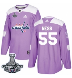 Men's Adidas Washington Capitals #55 Aaron Ness Authentic Purple Fights Cancer Practice 2018 Stanley Cup Final Champions NHL Jersey
