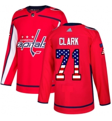Men's Adidas Washington Capitals #71 Kody Clark Authentic Red USA Flag Fashion NHL Jersey