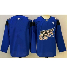Men's Washington Capitals Blank Blue Cherry Blossom Stitched Hockey Jersey