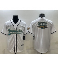 Men's Jacksonville Jaguars White Team Big Logo With Patch Cool Base Stitched Baseball Jersey