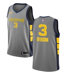 Women's Nike Memphis Grizzlies #3 Allen Iverson Swingman Gray NBA Jersey - City Edition