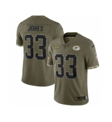 Men's Green Bay Packers #33 Aaron Jones 2022 Olive Salute To Service Limited Stitched Jersey