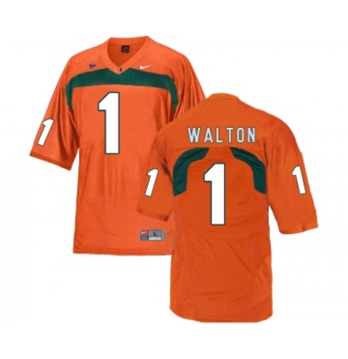 Miami Hurricanes 1 Mark Walton Orange College Football Jersey