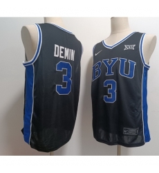 Men's BYU Cougars #3 Egor Demin Navy Blue Stitched NCAA Basketball Jersey