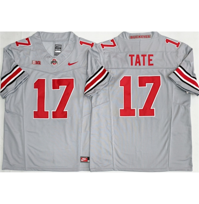 Men's Ohio State Buckeyes #17 Carnell Tate Gray 2025 F.U.S.E. Limited Stitched Jersey
