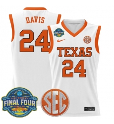 Men's Texas Longhorns #24 Clarissa Davis White 2025 Sec Women’s Final Four Stitched Basketball Jersey