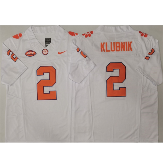 Men's Clemson Tigers #2 Cade Klubnik White F.U.S.E. Stitched Football Jersey