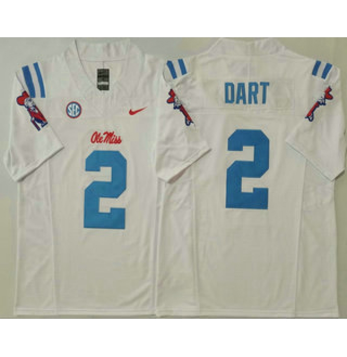 Men's Ole Miss Rebels #2 Jaxson Dart White 2025 FUSE College Football Jersey