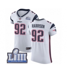 Men's Nike New England Patriots #92 James Harrison White Vapor Untouchable Elite Player Super Bowl LIII Bound NFL Jersey