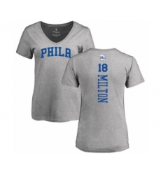 Basketball Women's Philadelphia 76ers #18 Shake Milton Ash Backer T-Shirt