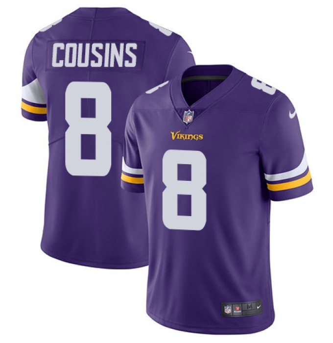 Men's Nike Minnesota Vikings #8 Kirk Cousins Purple Team Color Vapor Untouchable Limited Player NFL Jersey