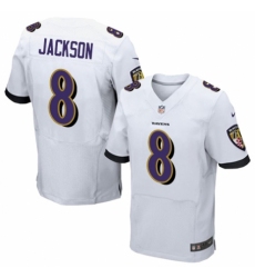 Men's Nike Baltimore Ravens #8 Lamar Jackson Elite White NFL Jersey Men's Nike Baltimore Ravens #8 Lamar Jackson Elite White NFL Jersey