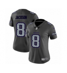 Women's Baltimore Ravens #8 Lamar Jackson Limited Gray Static Fashion Football Jersey