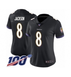Women's Nike Baltimore Ravens #8 Lamar Jackson Black Alternate Vapor Untouchable Limited Player 100th Season NFL Jersey Women's Nike Baltimore Ravens #8 Lamar Jackson Black Alternate Vapor Untouchable Limited Player 100th Season NFL Jersey