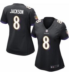 Women's Nike Baltimore Ravens #8 Lamar Jackson Game Black Alternate NFL Jersey