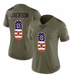Women's Nike Baltimore Ravens #8 Lamar Jackson Limited Olive/USA Flag Salute to Service NFL Jersey Women's Nike Baltimore Ravens #8 Lamar Jackson Limited Olive/USA Flag Salute to Service NFL Jersey