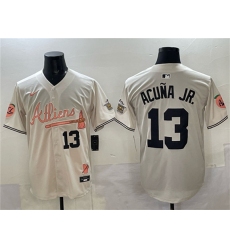Men's Atlanta Braves #13 Ronald Acuna Jr. Cream 2024 Atliens & Peach With Outkast Vapor Limited Stitched Baseball Jersey