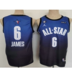 Men's Los Angeles Lakers #6 LeBron James Navy Blue 2022 All Star 6 Patchs Icon Sponsor Swingman Jersey