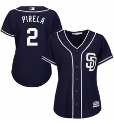 Women's Majestic San Diego Padres #2 Jose Pirela Authentic Navy Blue Alternate 1 Cool Base MLB Jersey