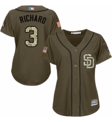 Women's Majestic San Diego Padres #3 Clayton Richard Authentic Green Salute to Service Cool Base MLB Jersey