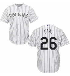 Youth Majestic Colorado Rockies #26 David Dahl Replica White Home Cool Base MLB Jersey
