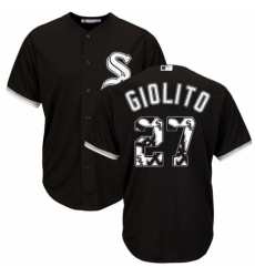 Men's Majestic Chicago White Sox #27 Lucas Giolito Authentic Black Team Logo Fashion Cool Base MLB Jersey