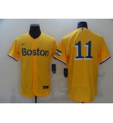 Men's Boston Red Sox #11 Rafael Devers Nike Gold-Light Blue 2021 City Connect Jersey