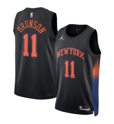 Men's New Yok Knicks #11 Jalen Brunson Jalen Brunson Black 2025 Statement Edition Stitched Basketball Jersey