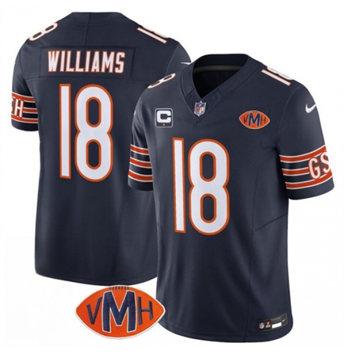 Men's Chicago Bears #18 Caleb Williams Navy 2025 F.U.S.E. With 1-Star C And VMH Vapor Untouchable Limited Football Stitched Jersey