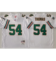 Men's Miami Dolphins #54 Zach Thomas White Throwback Stitched Football Jersey