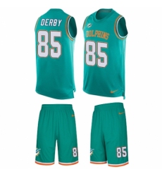Men's Nike Miami Dolphins #85 A.J. Derby Limited Aqua Green Tank Top Suit NFL Jersey