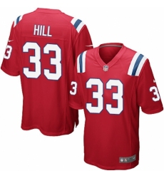 Men's Nike New England Patriots #33 Jeremy Hill Game Red Alternate NFL Jersey