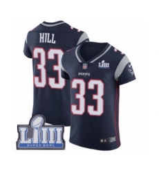 Men's Nike New England Patriots #33 Jeremy Hill Navy Blue Team Color Vapor Untouchable Elite Player Super Bowl LIII Bound NFL Jersey