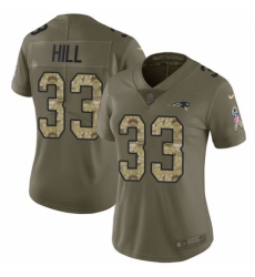 Women's Nike New England Patriots #33 Jeremy Hill Limited Olive/Camo 2017 Salute to Service NFL Jersey