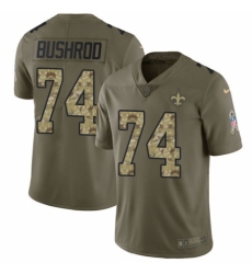 Men's Nike New Orleans Saints #74 Jermon Bushrod Limited Olive/Camo 2017 Salute to Service NFL Jersey