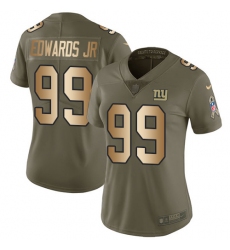 Women's Nike New York Giants #99 Mario Edwards Jr Limited Olive Gold 2017 Salute to Service NFL Jersey