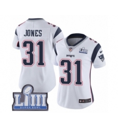 Women's Nike New England Patriots #31 Jonathan Jones White Vapor Untouchable Limited Player Super Bowl LIII Bound NFL Jersey