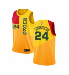Youth Milwaukee Bucks #24 Pat Connaughton Swingman Yellow Basketball Jersey - City Edition