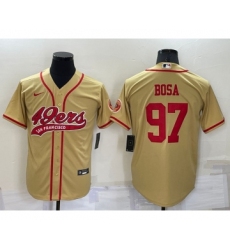 Men's San Francisco 49ers #97 Nick Bosa Gold Stitched Cool Base Nike Baseball Jersey