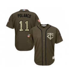 Men's Minnesota Twins #11 Jorge Polanco Authentic Green Salute to Service Baseball Jersey