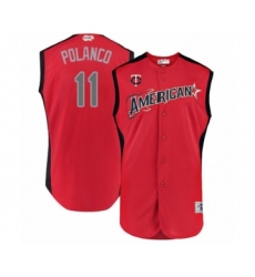 Men's Minnesota Twins #11 Jorge Polanco Authentic Red American League 2019 Baseball All-Star Jersey