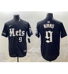 Men's New York Mets #9 Brandon Nimmo Black 'Gotham Gothic Edition' Vapor Premier Limited Stitched Baseball Jersey