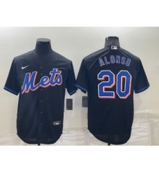 Men's New York Mets #20 Pete Alonso Black Stitched MLB Cool Base Nike Jersey